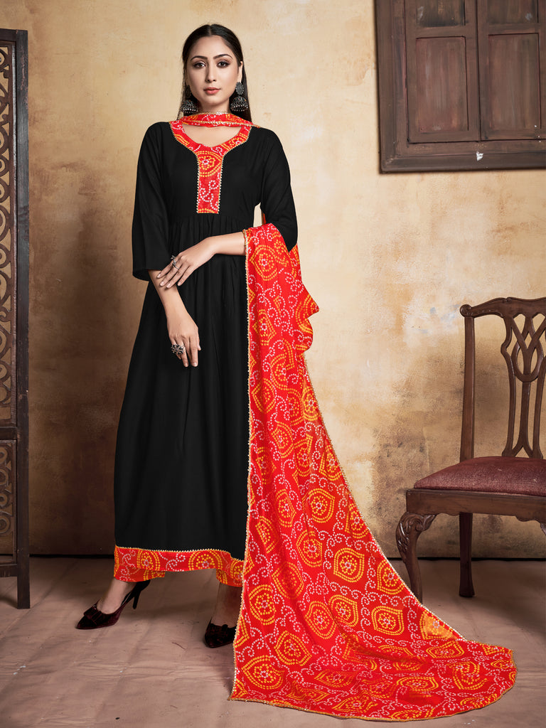 Casual Kurti Black Color Rayon Printed Dress For  Casual
