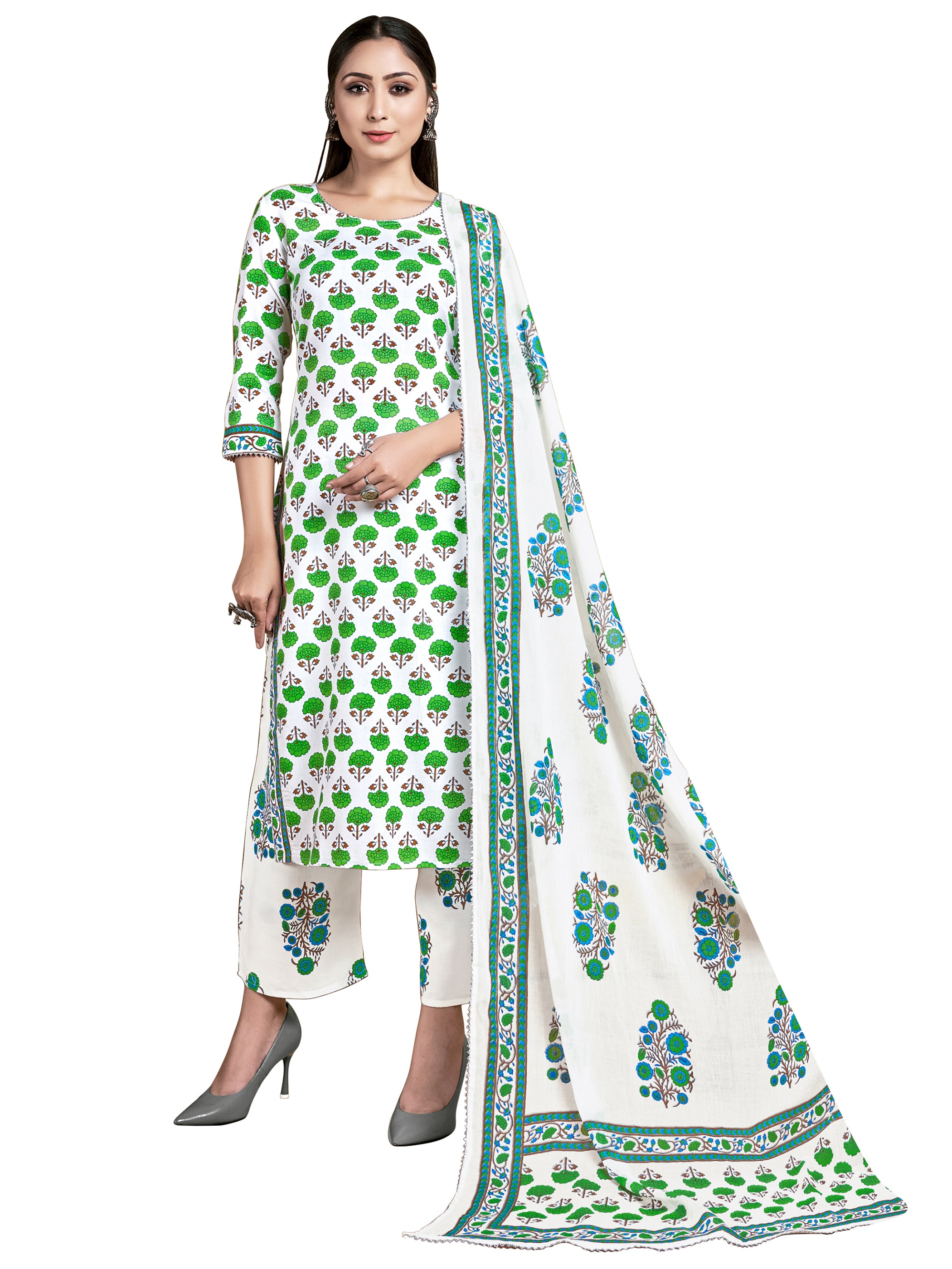 Kurta White Color Cotton Printed Dress For Ceremonial