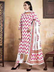 Kurta White Color Cotton Printed Dress For Ceremonial