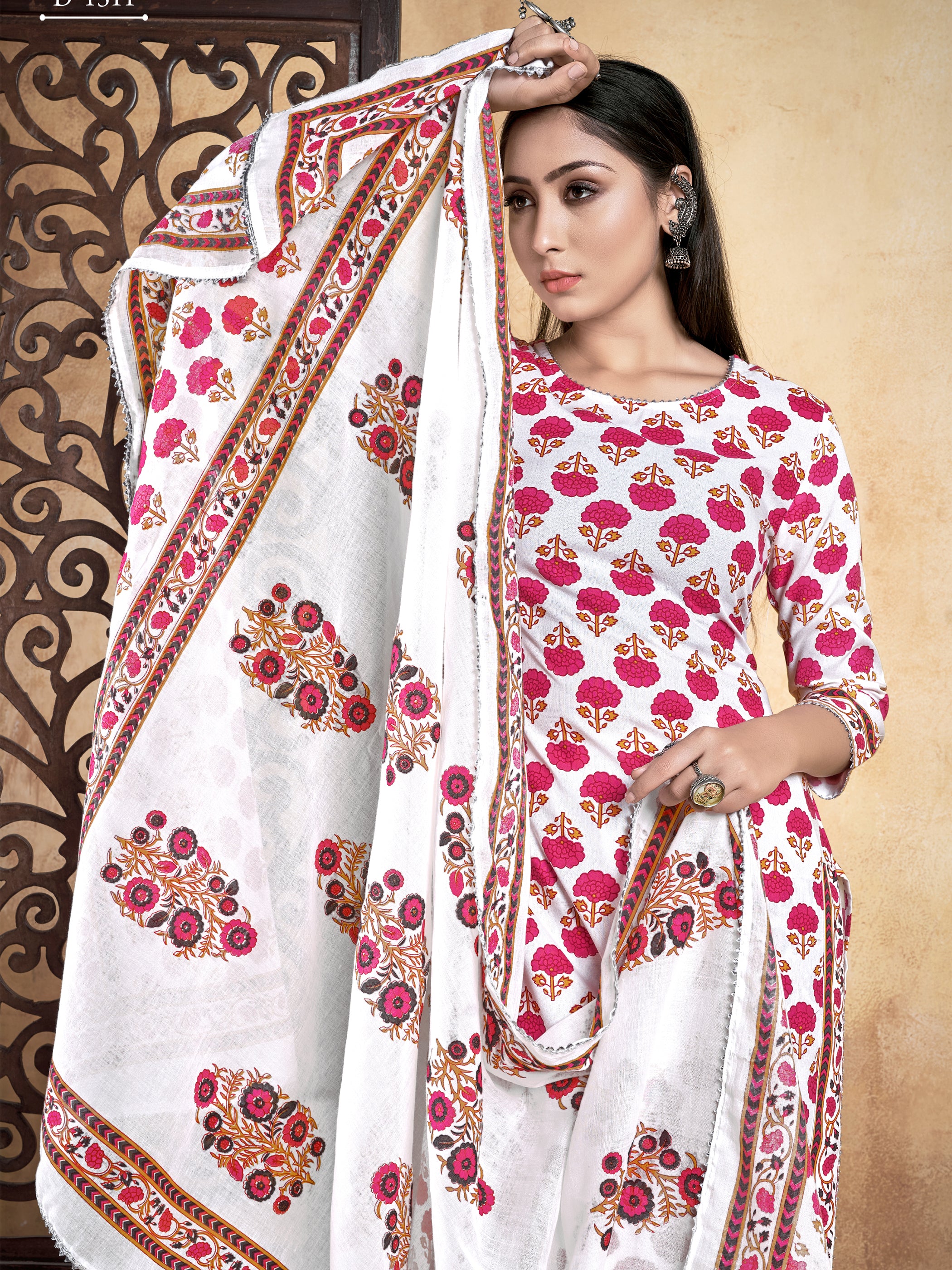 Kurta White Color Cotton Printed Dress For Ceremonial