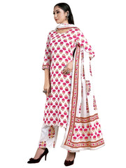 Kurta White Color Cotton Printed Dress For Ceremonial