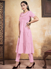 Kurta Pink Color Rayon Solid Dress For Ceremonial