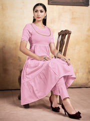 Kurta Pink Color Rayon Solid Dress For Ceremonial