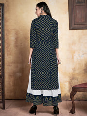 Kurta Black Color Rayon Foil Printed Dress For Ceremonial