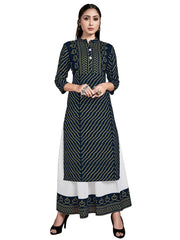 Kurta Black Color Rayon Foil Printed Dress For Ceremonial