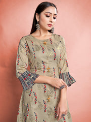 Multi Color Printed Cotton Kurti With Pant For Women