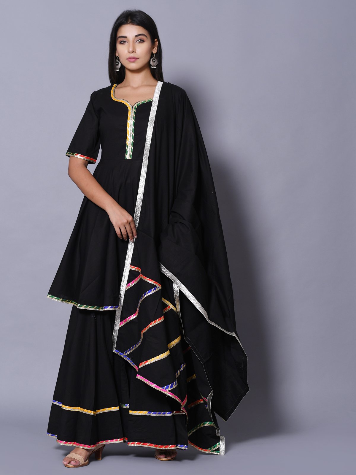 Black Color Lace Work Rayon Kurti With Plazzo And Dupatta For Engagement