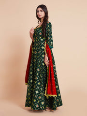 Green Color Woven Art Silk Kurta With Dupatta For Wedding