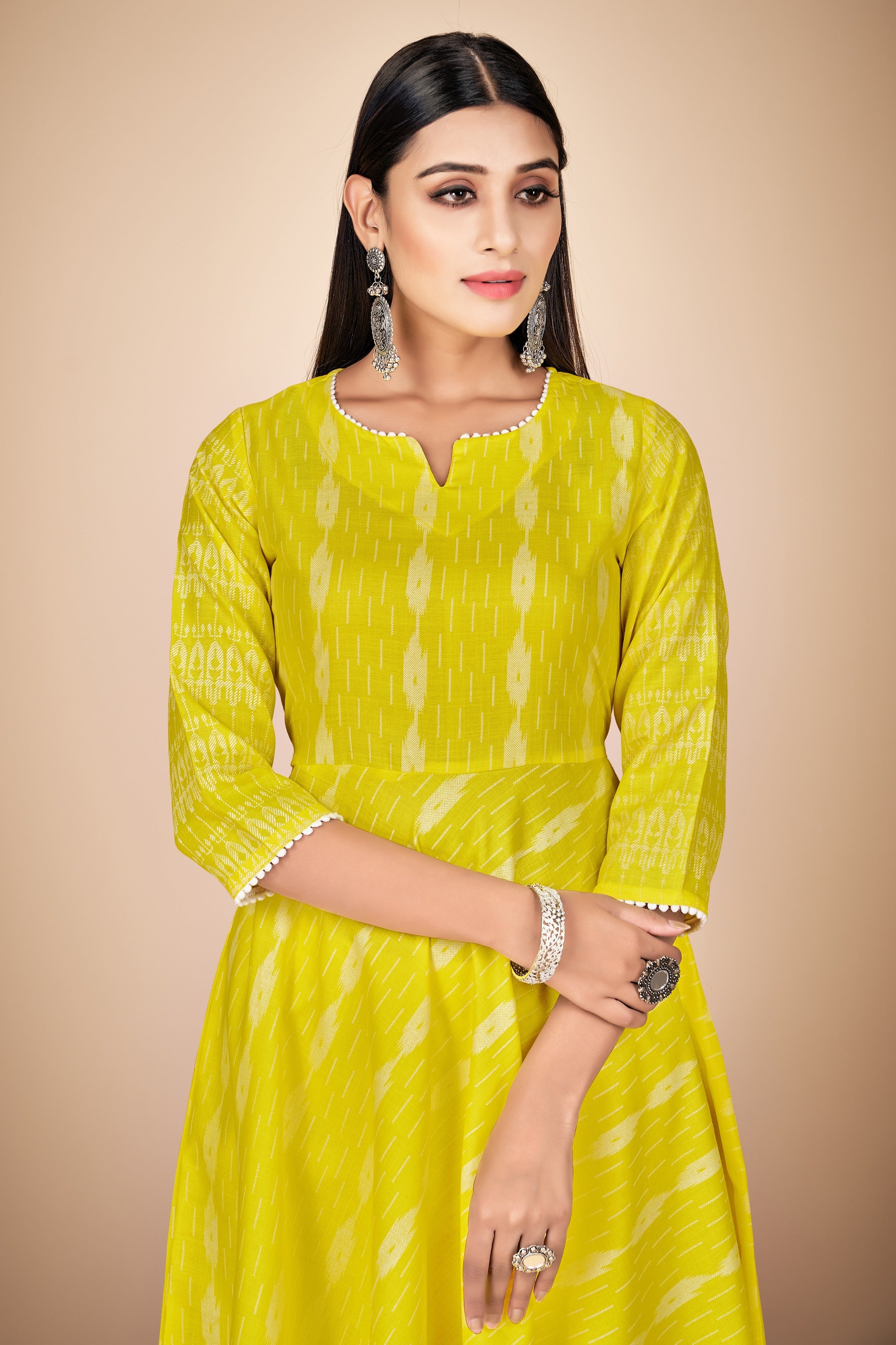 Green Color Printed Rayon Kurti With Pant For Women