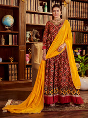 Maroon Color Printed Cotton Kurta With Dupatta For Reception