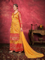 Yellow Color Woven Art Silk  For Festival