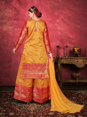 Yellow Color Woven Art Silk  For Festival