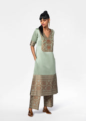 Light Green Color Art Silk Kurti With Pant For Women