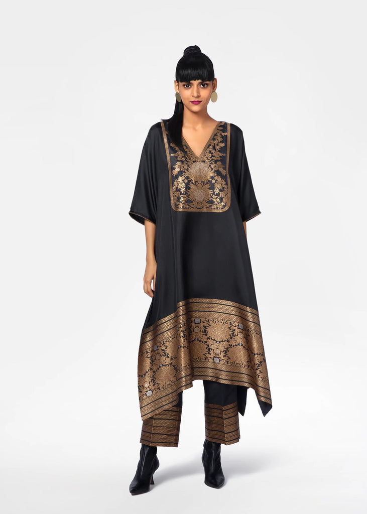 Brown Color Art Silk Kurti With Pant For Women