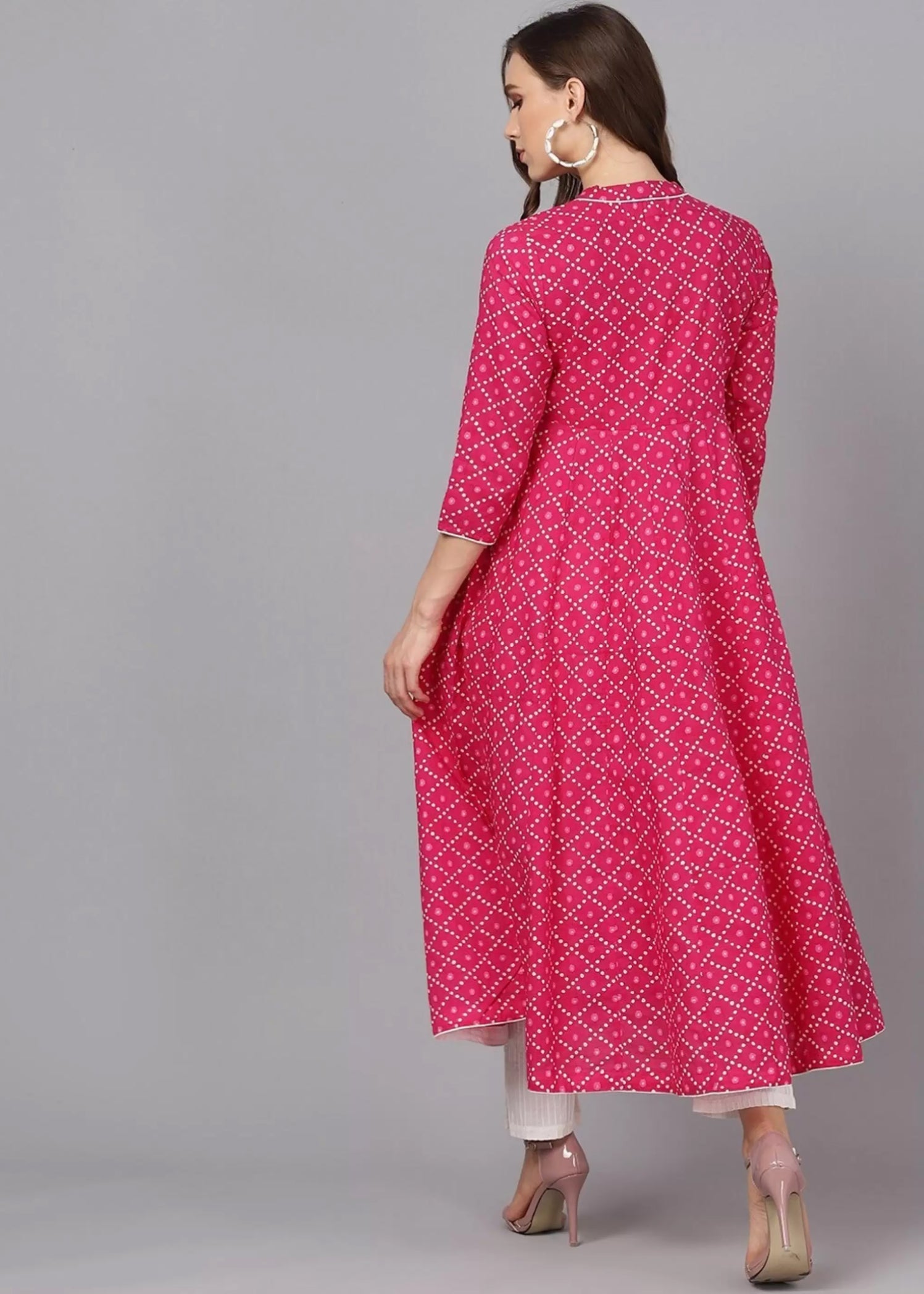 Pink Color Printed Rayon Kurti With Pant For Women