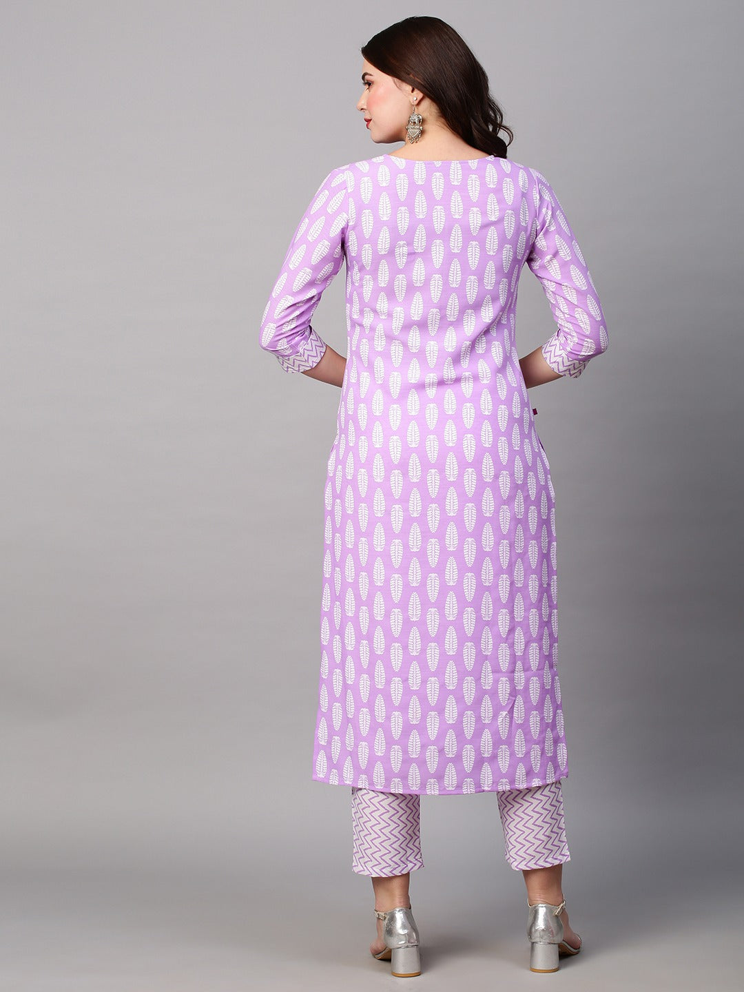 Purple Color Printed Rayon Kurti With Pant For Women