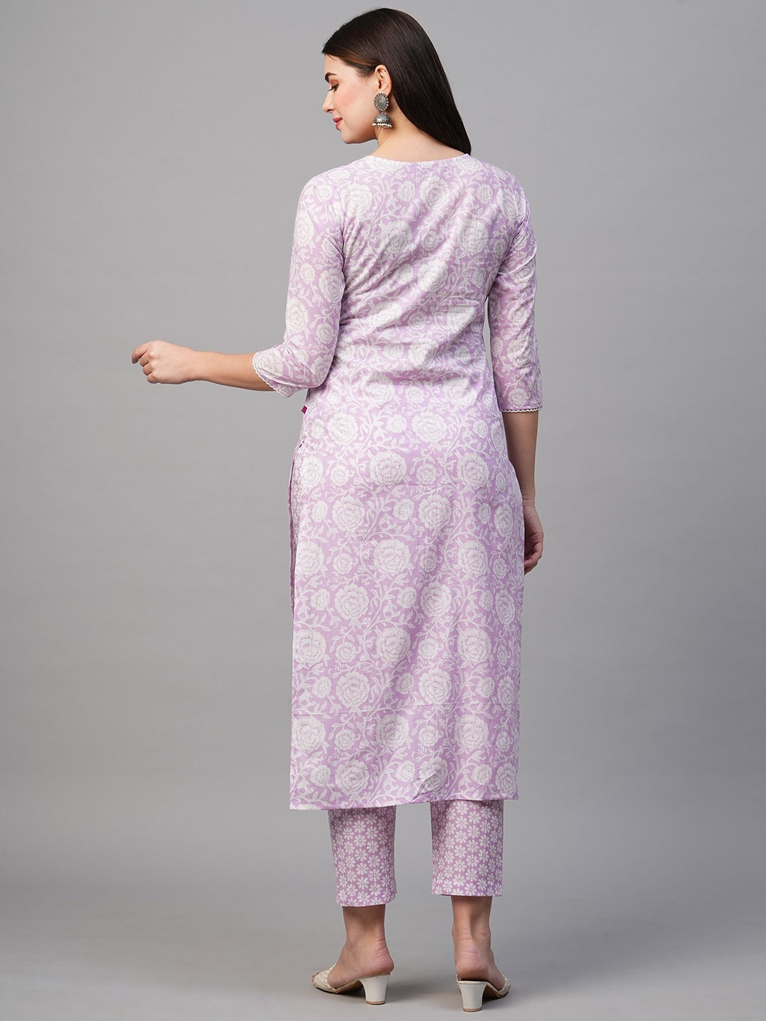 Purple Color Printed Rayon Kurti With Pant For Women