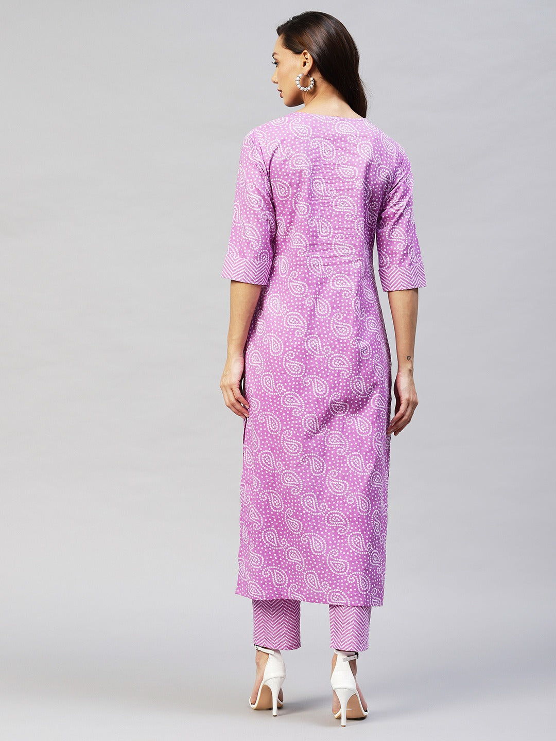 Purple Color Printed Rayon Kurti With Pant For Women