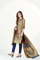 Readymade Banarasi Art Silk Gold Salwar Suit With Dupatta