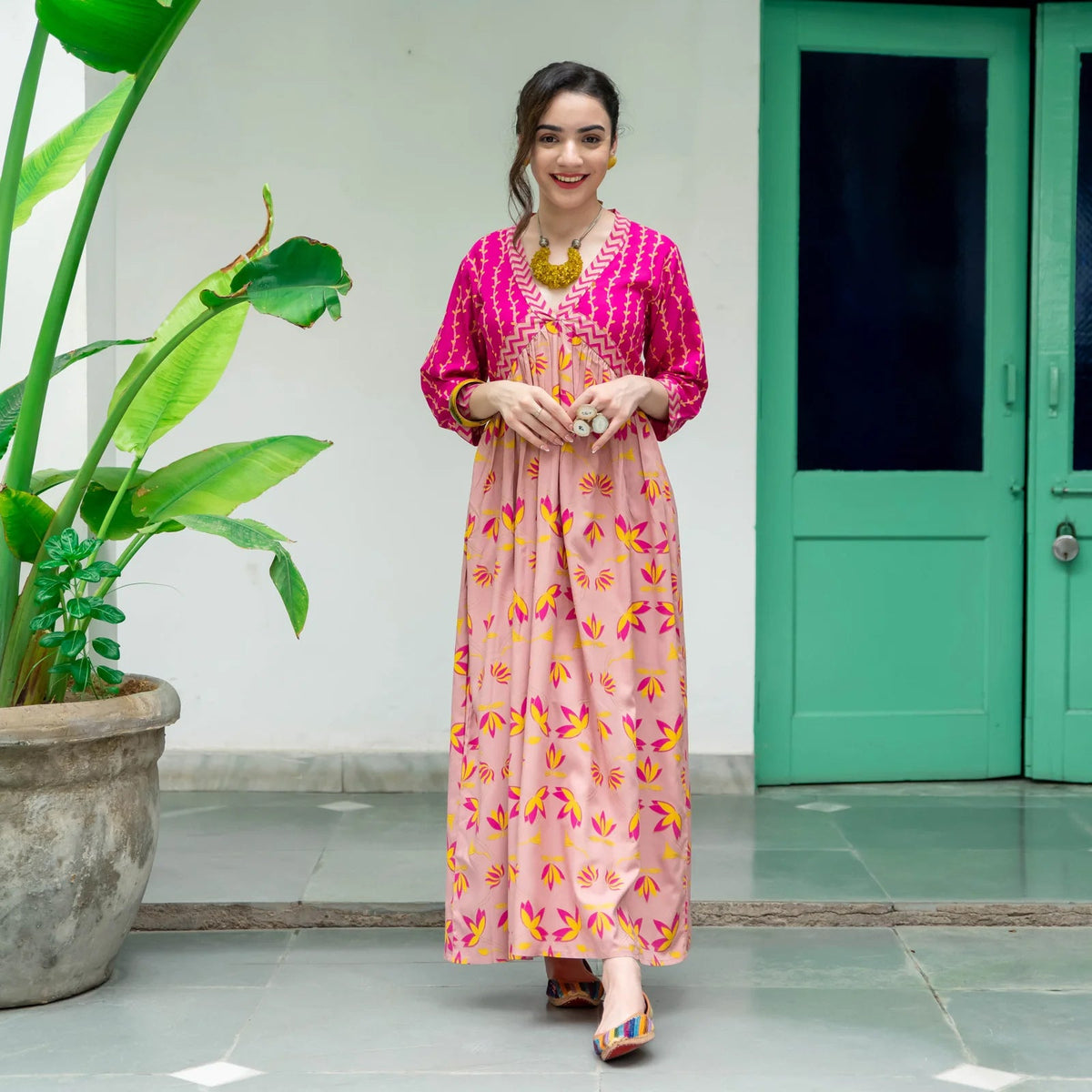 Readymade Rayon Peach A-Line Kurti  Without Dupatta