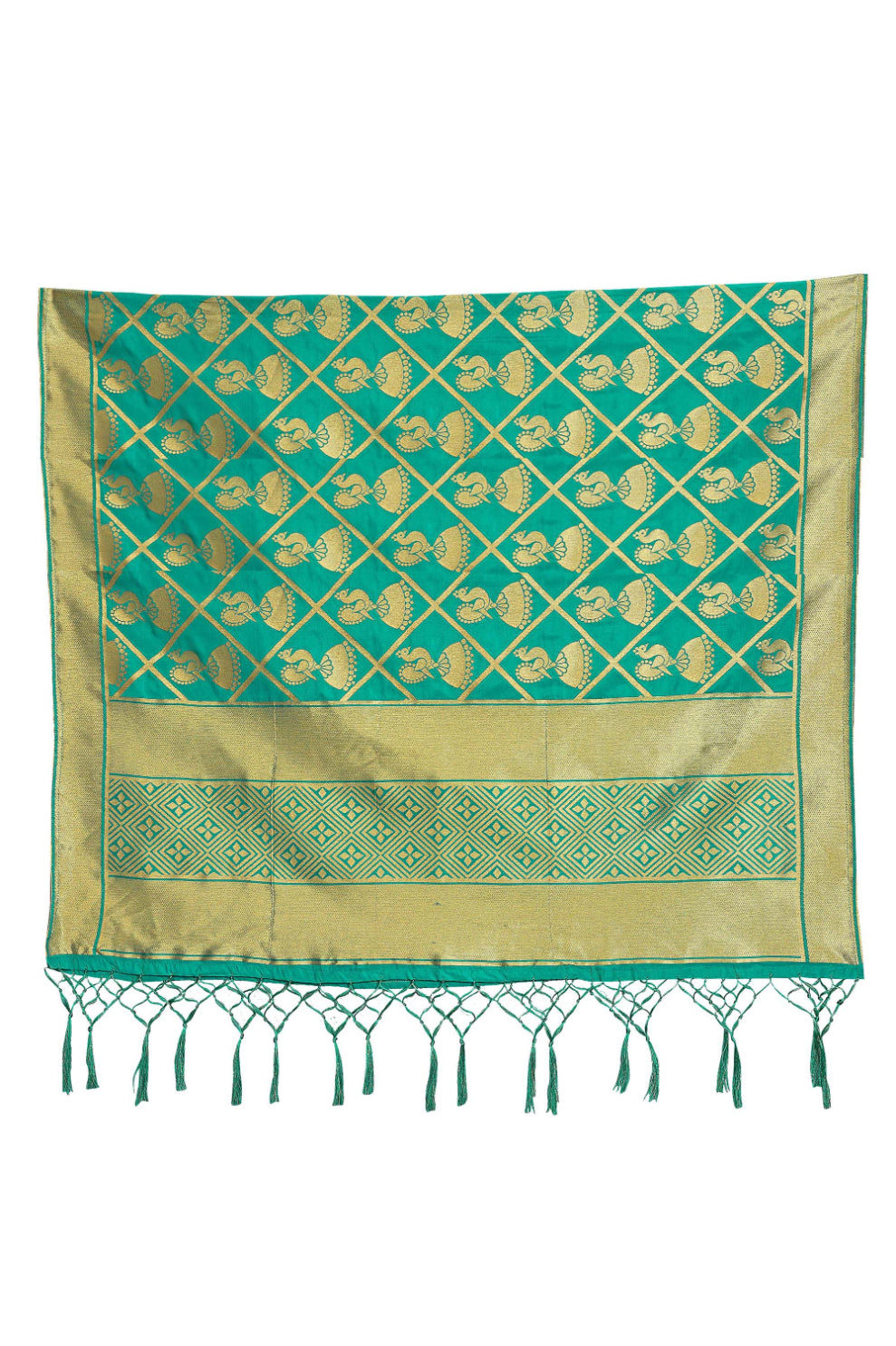 Teal Banarasi Art Silk Woven Dupatta