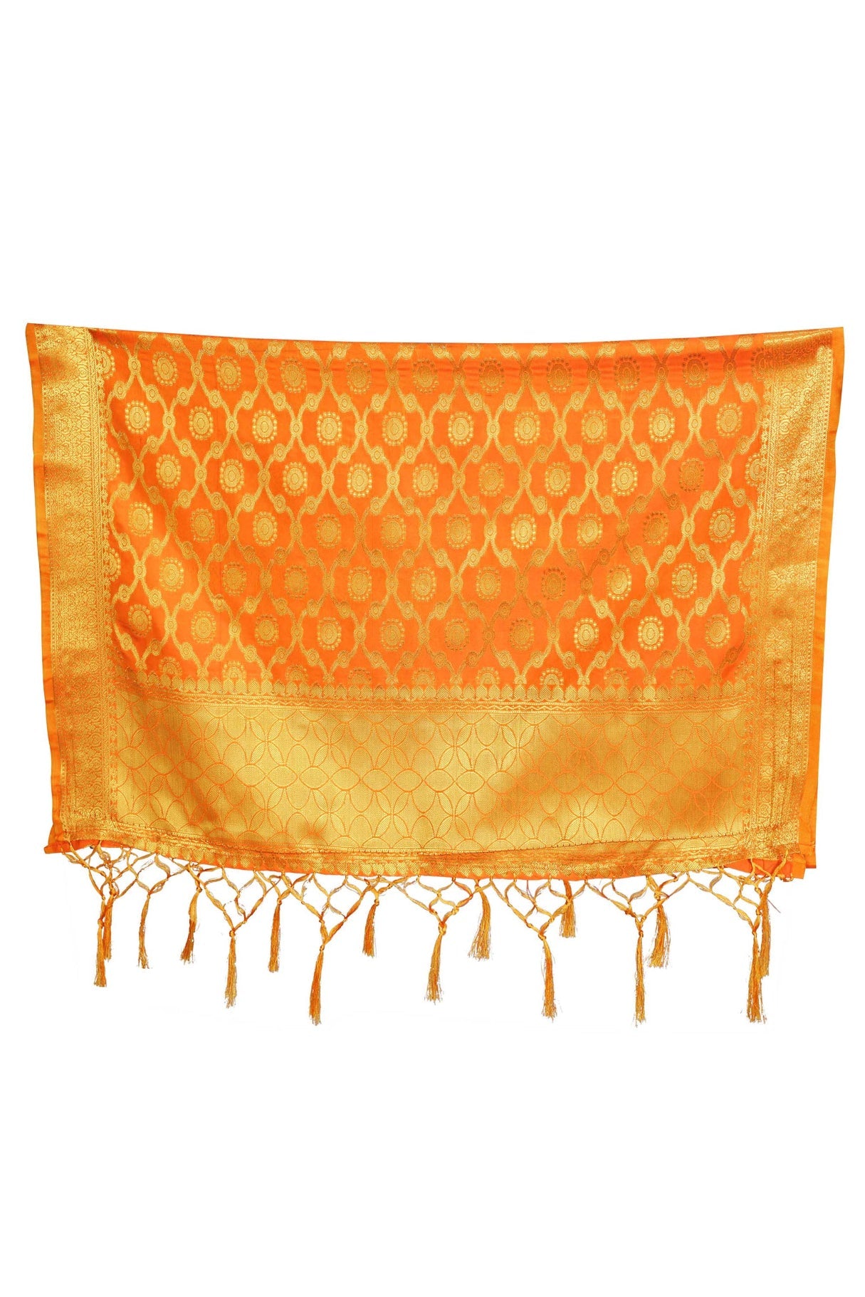 Orange Banarasi Art Silk Woven Dupatta