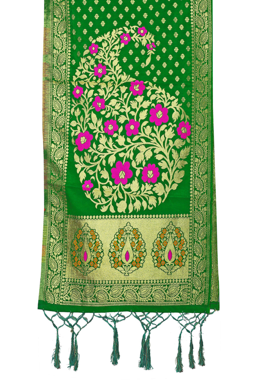 Green Banarasi Art Silk Woven Dupatta