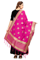 Pink Banarasi Art Silk Woven Dupatta