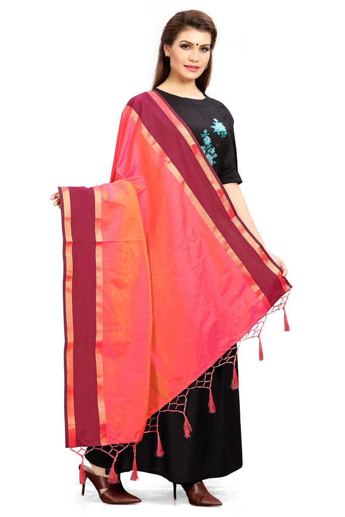Women's Coral Color Dupatta For Indian wear Scarf Shawl Wrap|Art Silk Woven Only Dupatta