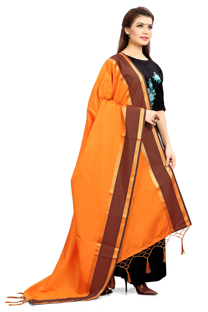Women's Orange Color Dupatta For Indian wear Scarf Shawl Wrap|Art Silk Woven Only Dupatta