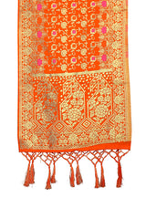 Orange Banarasi Art Silk Woven Dupatta