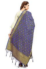 Navy Blue Banarasi Art Silk Woven Dupatta