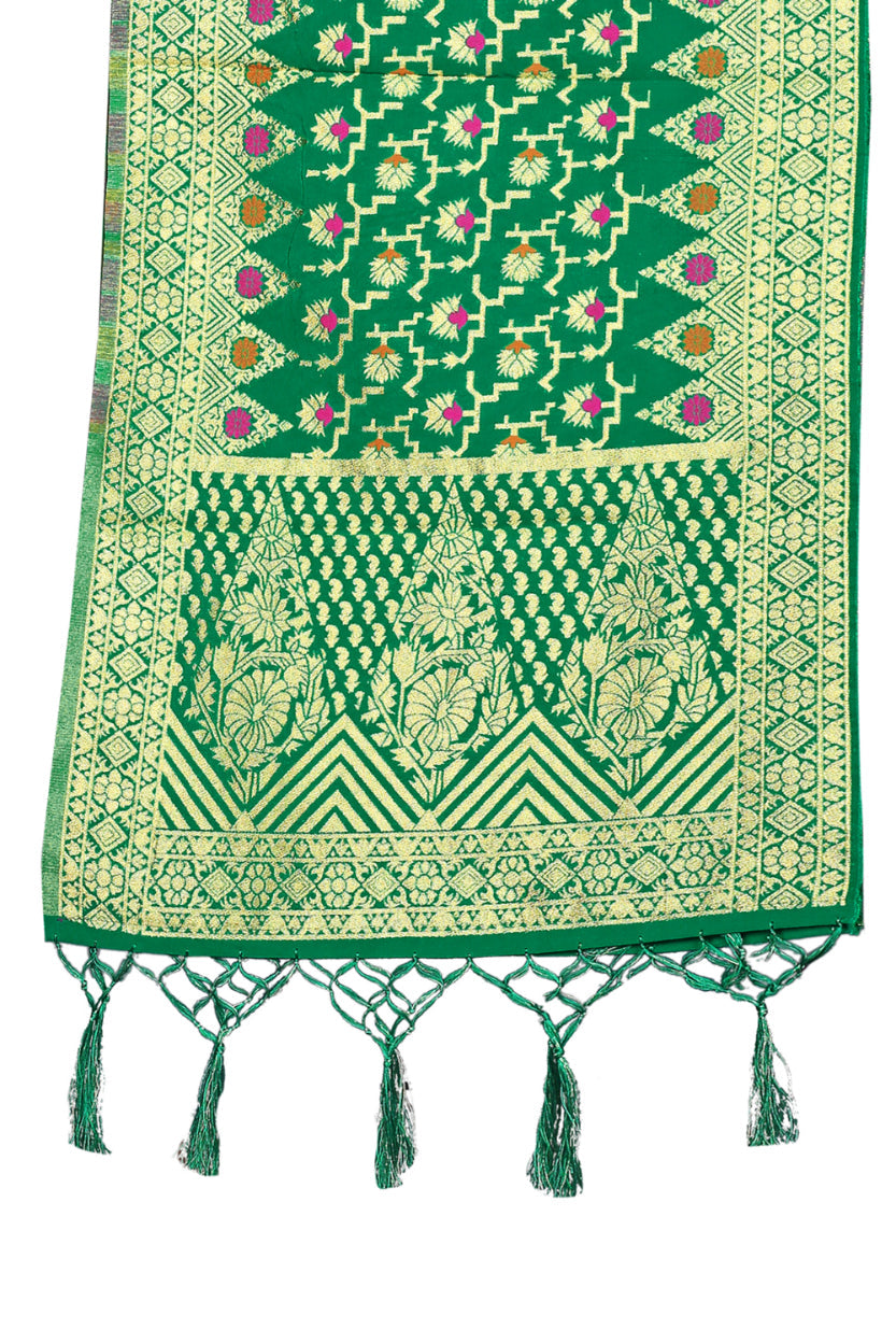 Green Banarasi Art Silk Woven Dupatta