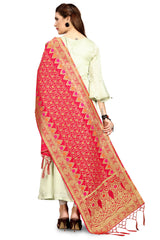 Red Banarasi Art Silk Woven Dupatta