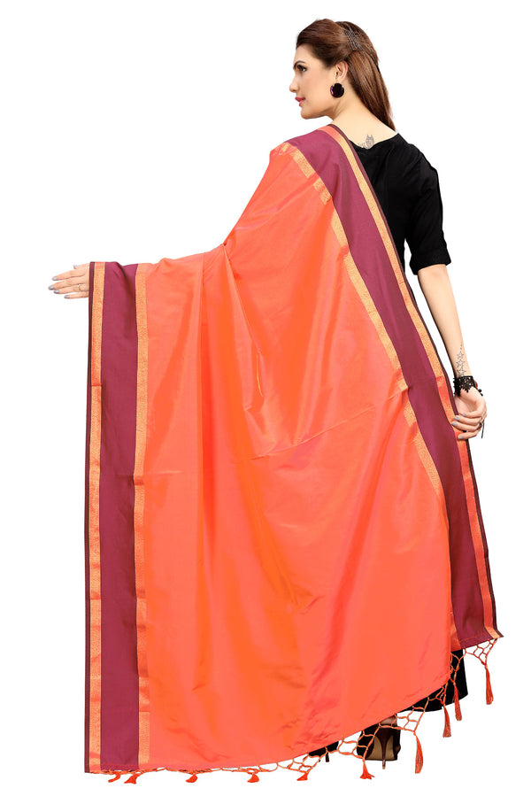 Women's Orange Color Dupatta For Indian wear Scarf Shawl Wrap|Banarasi Art Silk Woven Only Dupatta