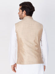 Men Beige Cotton Nehru Jacket