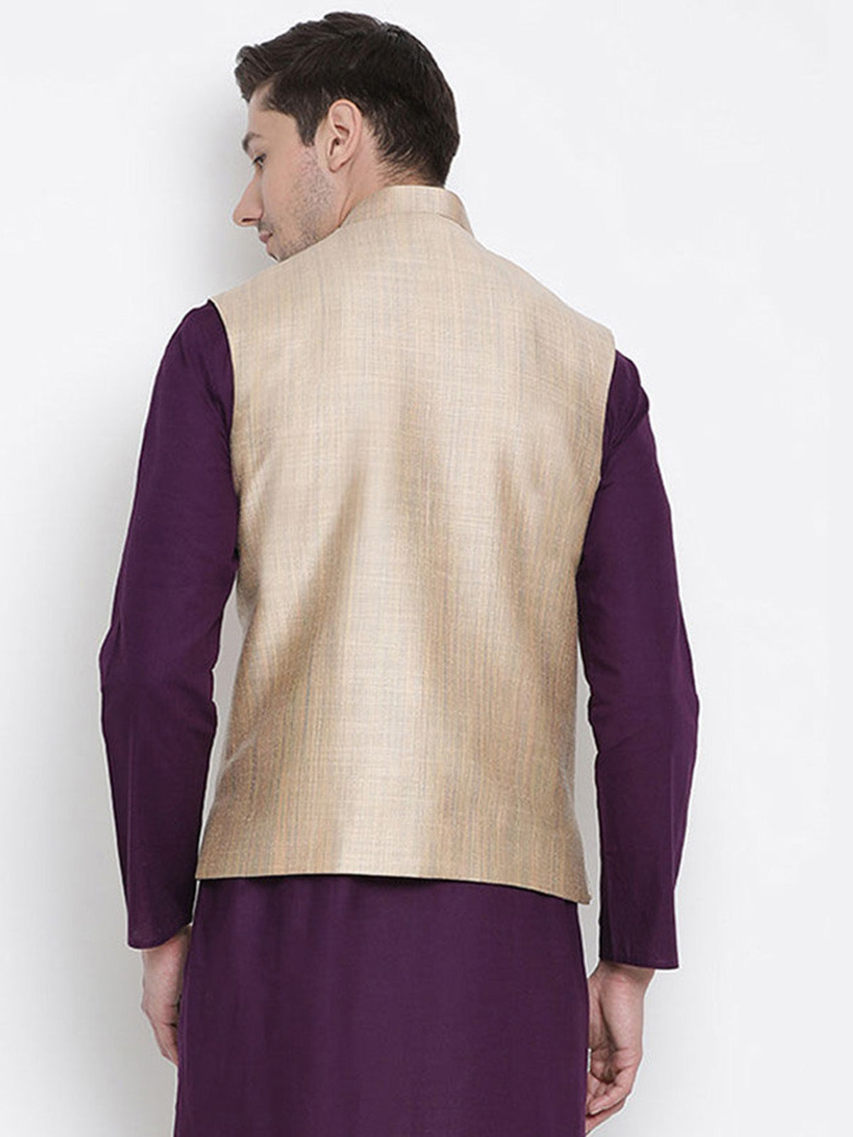 Men's Beige Color Indian Nehru Jacket||Cotton Jodhpuri Mandarin Collar Sleeveless Solid Waistcoat