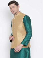 Men Beige Bangalori Solid Nehru Jacket