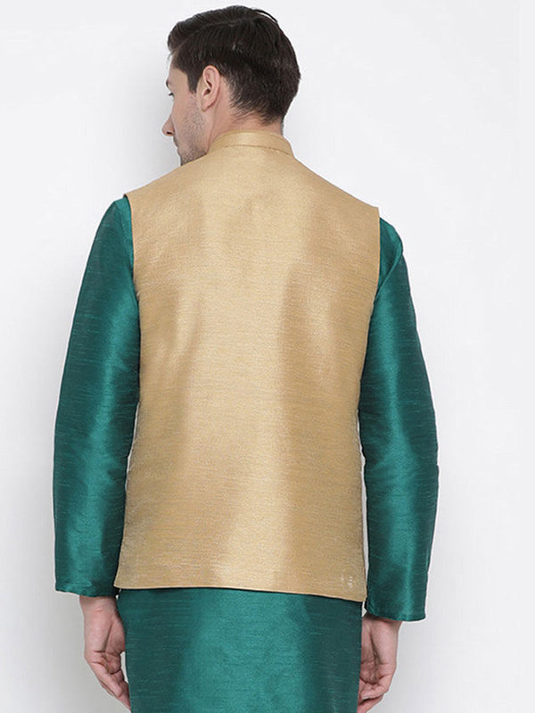 Men's Beige Color Indian Nehru Jacket||Banglori Silk Jodhpuri Mandarin Collar Sleeveless Solid Waistcoat