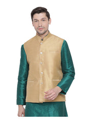 Men Beige Bangalori Solid Nehru Jacket