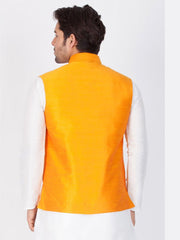 Men's Yellow Color Indian Nehru Jacket||Banglori Silk Jodhpuri Mandarin Collar Sleeveless Solid Waistcoat