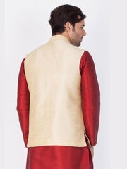 Men's Cream Color Indian Nehru Jacket||Banglori Silk Jodhpuri Mandarin Collar Sleeveless Solid Waistcoat