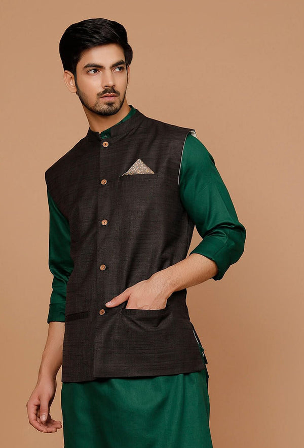 Men's Brown Color Indian Nehru Jacket||Cotton Jodhpuri Mandarin Collar Sleeveless Solid Waistcoat