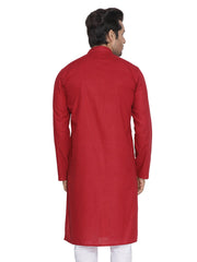 Ensemble pyjama Kurta en coton uni rouge pour homme