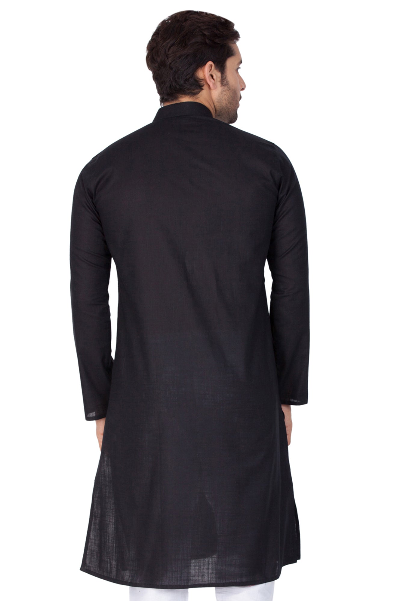 Men's Black Solid Cotton Kurta Pajama Set