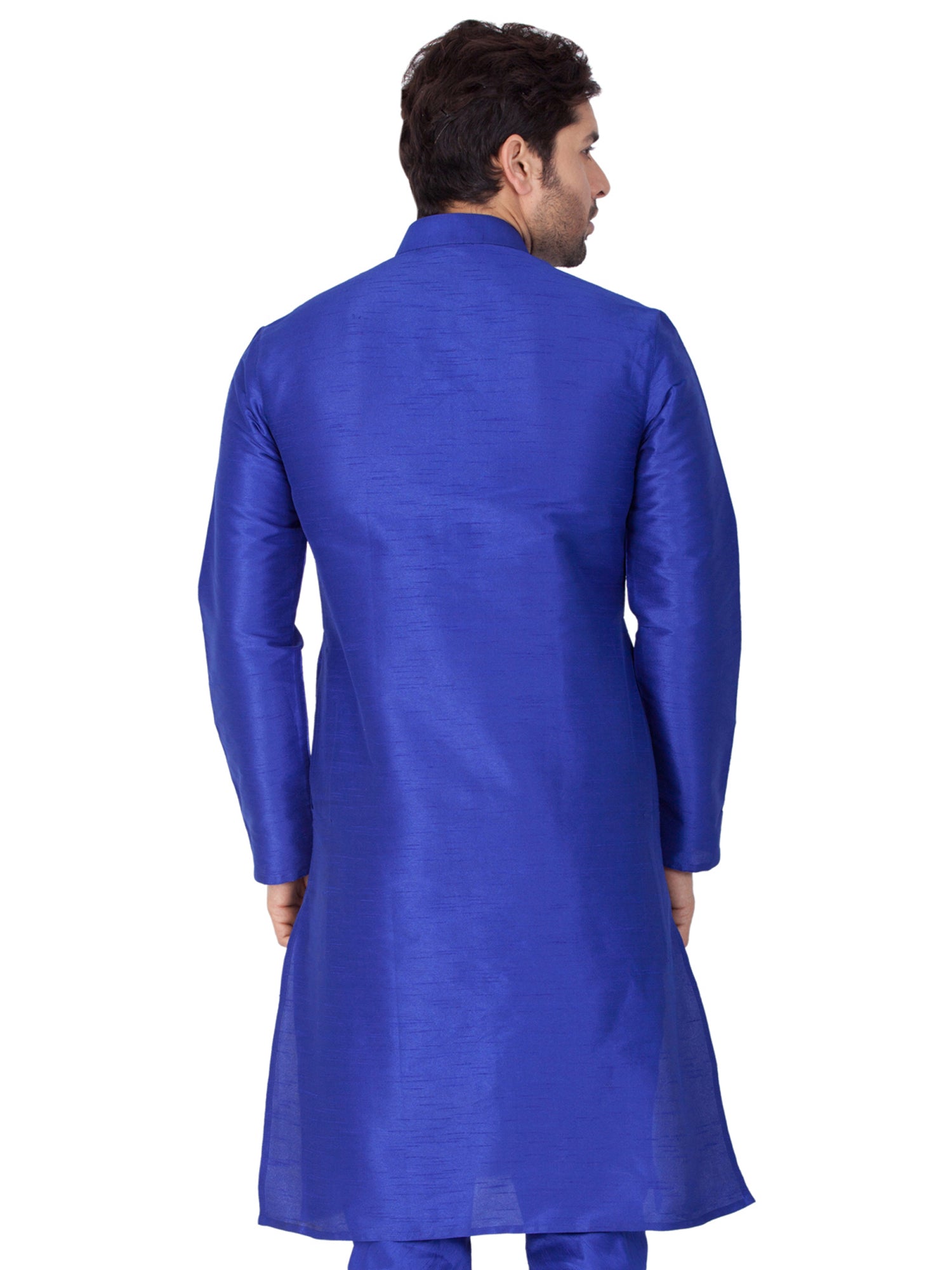 Men's Blue Solid Bangalori Silk Kurta Pajama Set