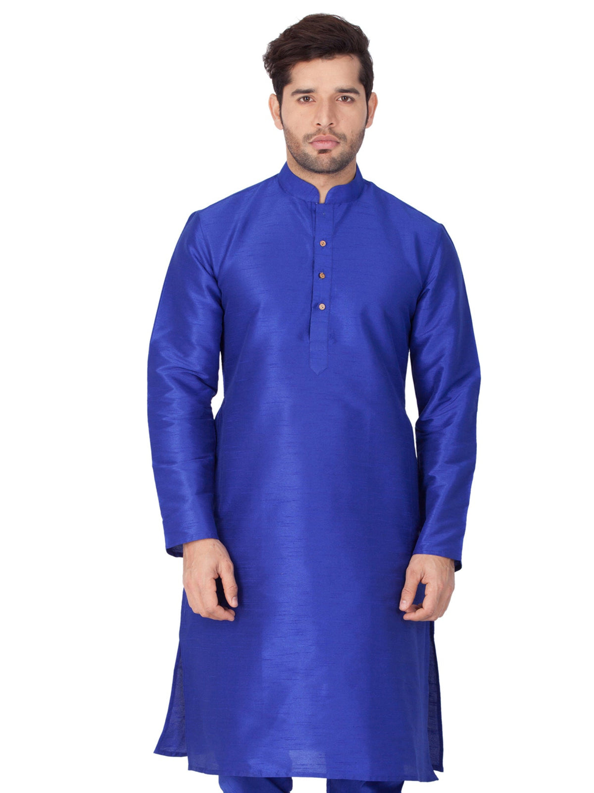 Men's Blue Solid Bangalori Silk Kurta Pajama Set