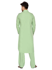 Men's Green Solid Cotton Kurta Pajama Set