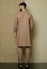 Men's Brown SolidTunic Cotton Kurta Pajama Set