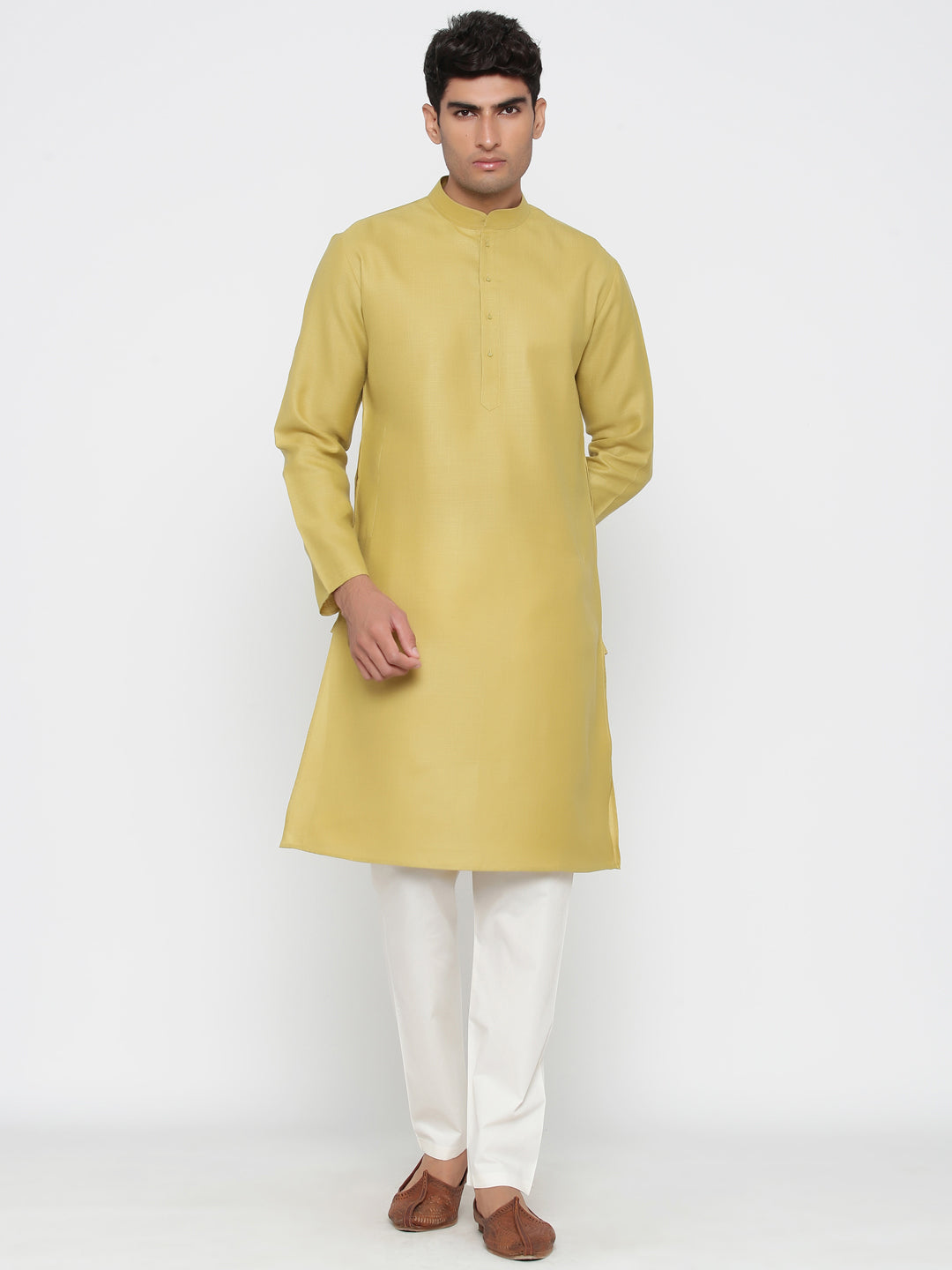 Men's Beige Tunic Cotton Kurta Pajama Set